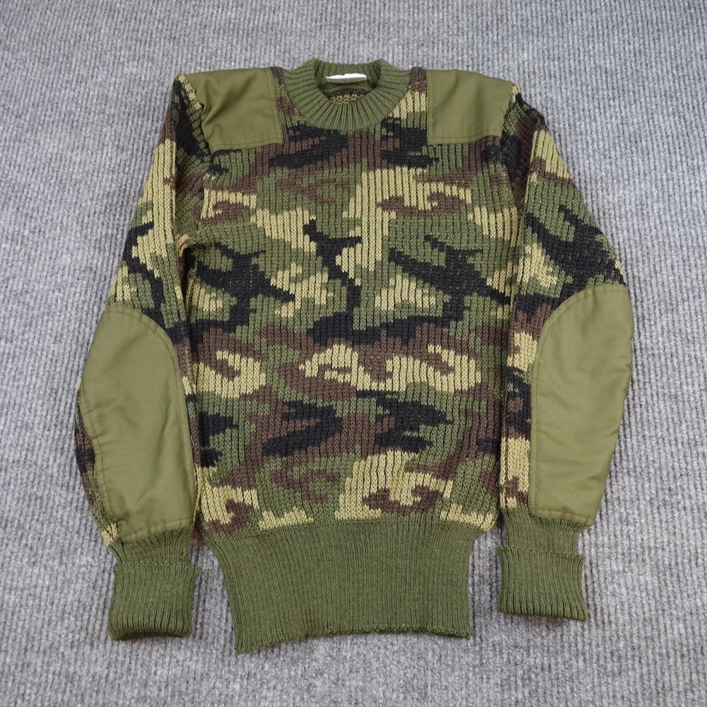 Brigade Quartermasters Woolly Pully Sweater Mens Medium Green Camo Wool Pullover
